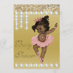 Etnische Baby shower Ballerina Gold Faux Diamonds Kaart