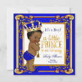 Etnische Baby shower Blue Gold Crown Kaart (Voorkant)