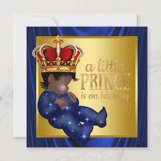 Etnische Baby shower Koninklijk Blauw Kroongebied Kaart (Voorkant)