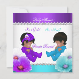 Etnische Baby shower onthullen Paars Blauwgroen bl Kaart