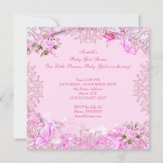 Etnische Baby shower van edele meisjes Roze Kaart (Achterkant)