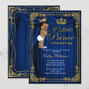 Etnische Baby shower van Navy Blue Gold Prince Kaart