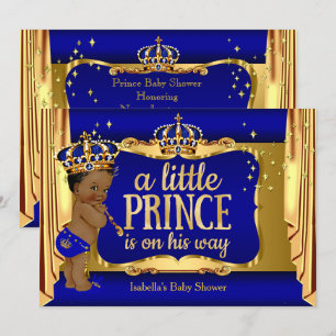 Etnische Baby shower van Royal Blue Gold Boy Princ Kaart