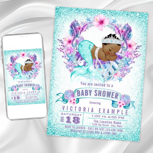 Etnische Baby Zeemeermin Baby shower Uitnodiging