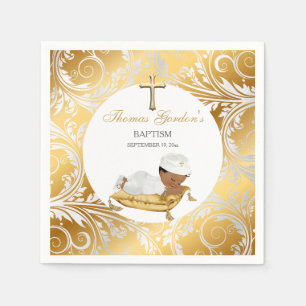 Etnische babyjongen doop doopsel goud zilver servet