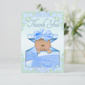 Etnische babyjongen in cadeaudoos en Rozen Dank je Bedankkaart (Staand voorkant)