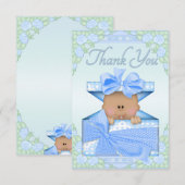 Etnische babyjongen in cadeaudoos en Rozen Dank je Bedankkaart (Voorkant / Achterkant)