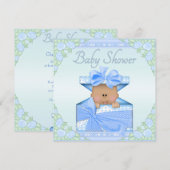 Etnische babyjongen in de Gift Box en het Baby sho Kaart (Voorkant / Achterkant)