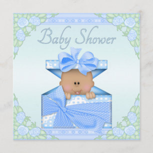 Etnische babyjongen in de Gift Box en het Baby sho Kaart