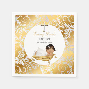 Etnische babymeisje doop doopsel goud zilver servet
