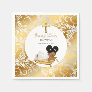Etnische babymeisje doop doopsel goud zilver servet
