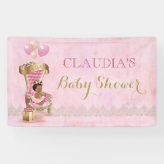 Etnische babys kroon goud roze koninklijk spandoek