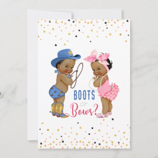 Etnische baby's laarzen of strikken Geslacht onthu Kaart (Voorkant)