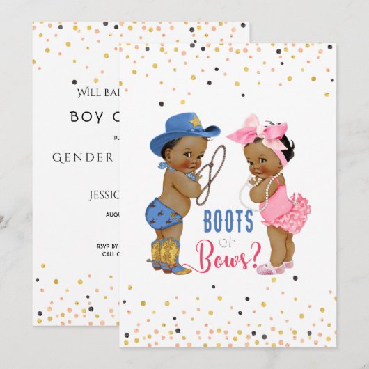 Etnische baby's laarzen of strikken Geslacht onthu Kaart (Voorkant / Achterkant)