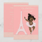 Etnische Ballerina Eiffeltoren Chevrons Baby showe Kaart (Voorkant / Achterkant)