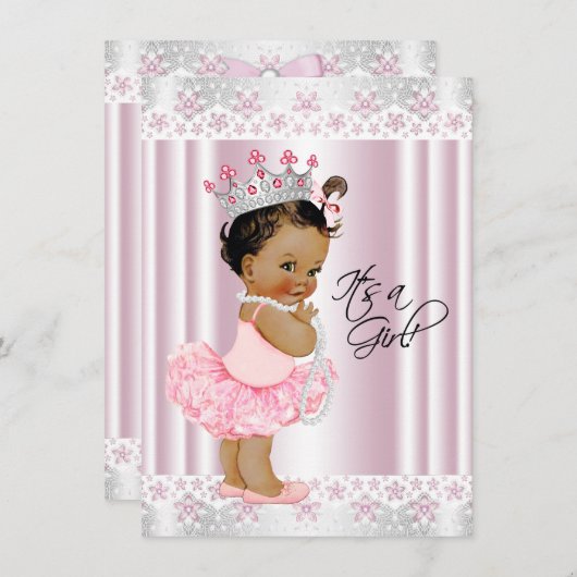 Etnische Ballerina Pearl en Lace Tutu Baby shower Kaart (Voorkant / Achterkant)