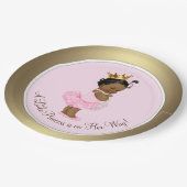 Etnische Ballerina Princess Pink Gold Baby shower Papieren Bordje (Gekanteld)