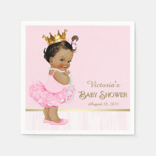 Etnische Ballerina Princess Pink Gold Baby shower Servet