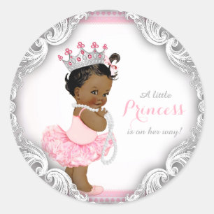 Etnische Ballerina Prinses Tutu Meisje Baby Shower Ronde Sticker