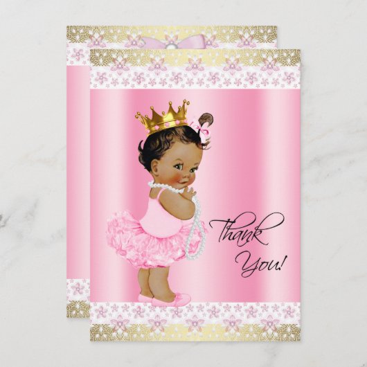 Etnische Ballerina Tutu Baby Meisje Dank je Bedankkaart (Voorkant / Achterkant)