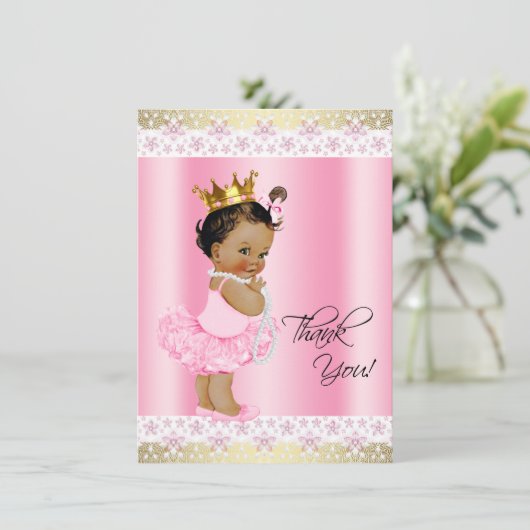 Etnische Ballerina Tutu Baby Meisje Dank je Bedankkaart (Staand voorkant)