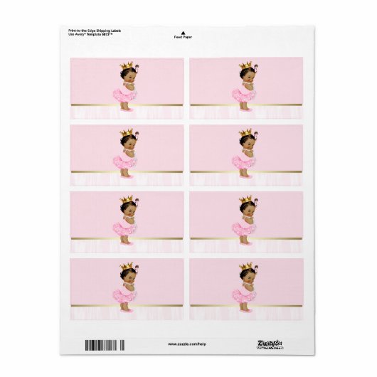 Etnische Ballerina Tutu Baby shower Waterfles Etiket (Full Sheet)