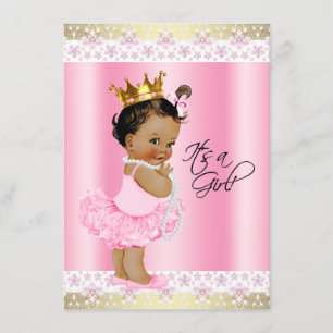 Etnische Ballerina Tutu Parel Baby Meisje Shower Kaart