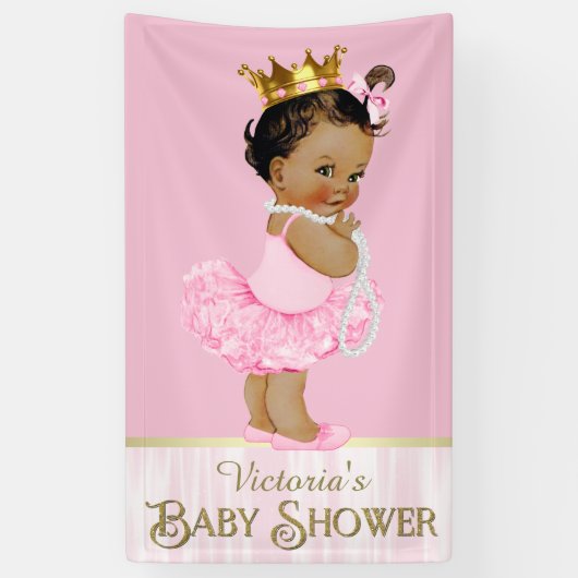 Etnische Ballerina Tutu Pearl Baby shower Spandoek (Verticaal)