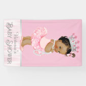 Etnische Ballerina Tutu Pearl Pink Grey Baby showe Spandoek (Horizontaal)