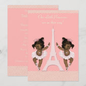 Etnische Ballerina Twins Eiffeltoren Baby shower Kaart (Voorkant / Achterkant)
