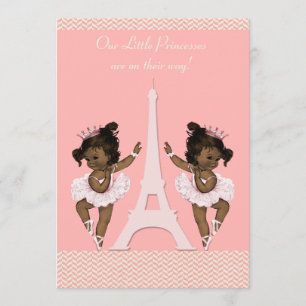 Etnische Ballerina Twins Eiffeltoren Baby shower Kaart