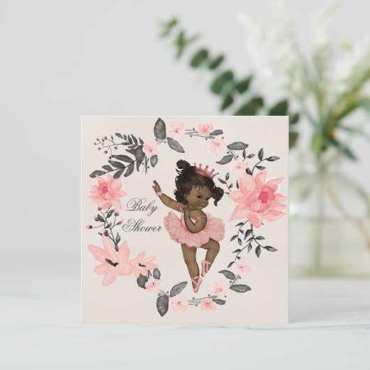 Etnische Ballerina Waterverf krans Baby shower Kaart (Staand voorkant)