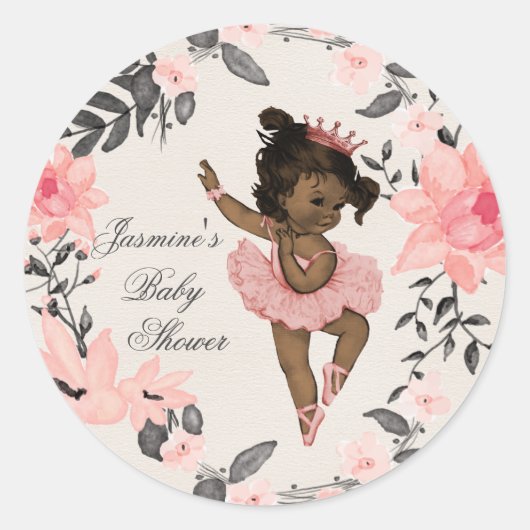 Etnische Ballerina Waterverf krans Baby shower Ronde Sticker (Voorkant)