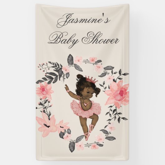 Etnische Ballerina Waterverf krans Baby shower Spandoek (Verticaal)
