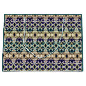 Etnische blauwe, beige ikat groot cadeauzakje (Voorkant)