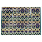 Etnische blauwe, beige ikat groot cadeauzakje (Achterkant)