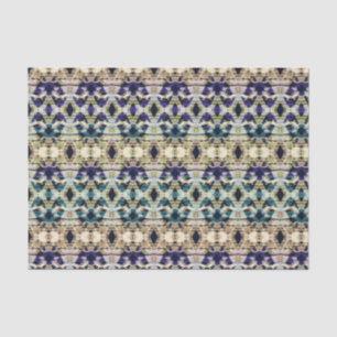Etnische blauwe, beige ikat tissuepapier