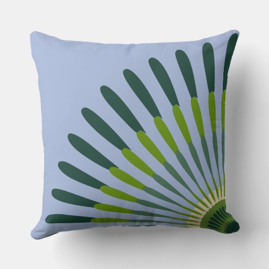 Etnische Blauwe en Groene Kwartstervormige Bloem Kussen (Achterkant)