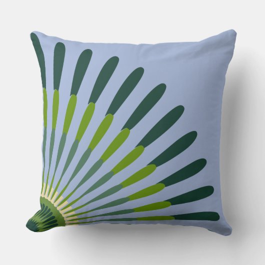 Etnische Blauwe en Groene Kwartstervormige Bloem Kussen (Voorkant)