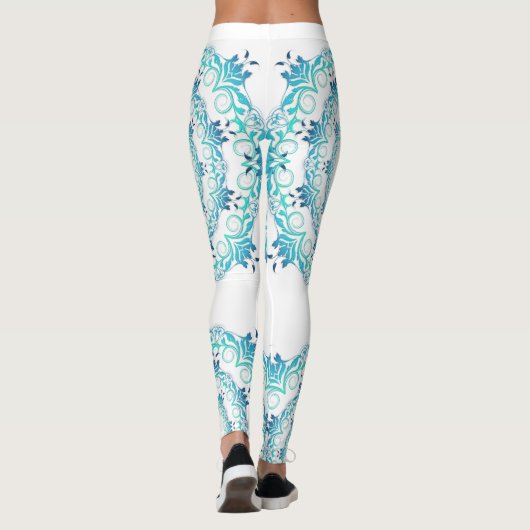 etnische blauwgroen mandala . leggings (Achterkant)