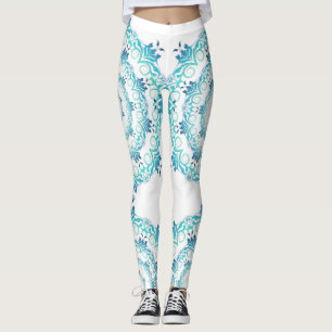 etnische blauwgroen mandala . leggings