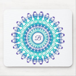 Etnische blauwgroen mandala. monogram. muismat