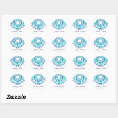 Etnische blauwgroen mandala. monogram. ronde sticker (Vel)