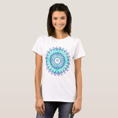 Etnische blauwgroen mandala. monogram. t-shirt (Voorkant volledig)