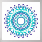 etnische blauwgroen mandala . poster (Voorkant)