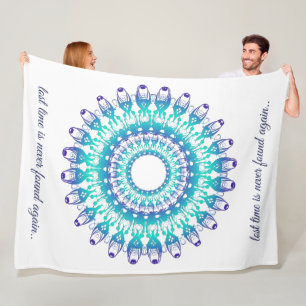 etnische blauwgroen mandala . Tekst. Fleece Deken