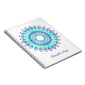 etnische blauwgroen mandala . Tekst. Notitieboek (Rechterzijde)