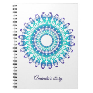 etnische blauwgroen mandala . Tekst. Notitieboek
