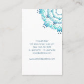 etnische blauwgroen mandala . Tekst. Vierkant Visi Visitekaartje (Achterkant)