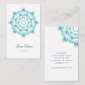 etnische blauwgroen mandala . Tekst. Vierkant Visi Visitekaartje (Voorkant / Achterkant)